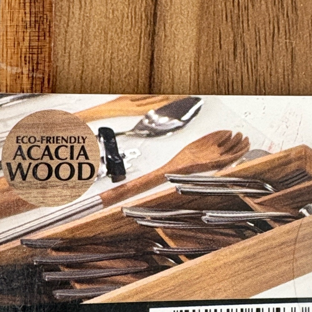 Bombay Acacia wood Flatware silverware cutlery Organizer drawer storage
